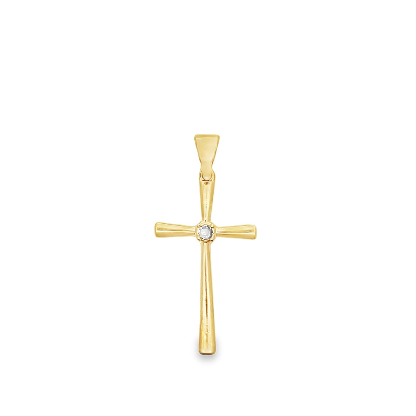 Rounded Cross Crucifix Pendant with CZ Stones-0