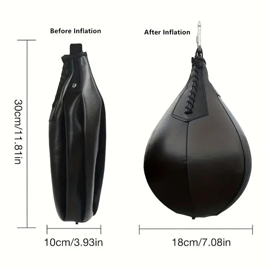 Pear-Shaped Boxing Speed Ball - Hanging Punching Bag(Black)-1