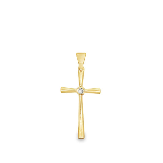 Rounded Cross Crucifix Pendant with CZ Stones-0